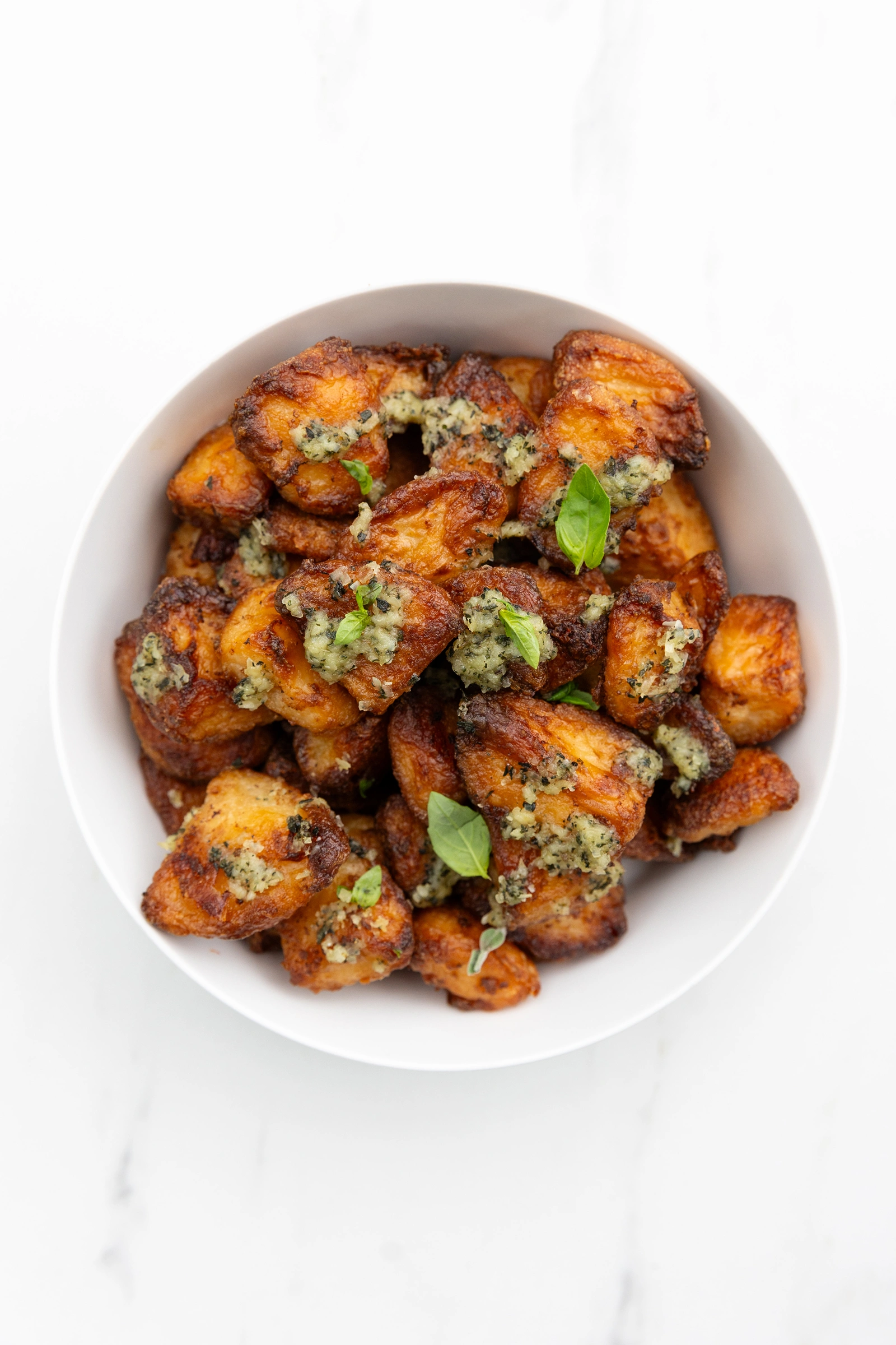 Crispy Tallow Potatoes with Thyme Pesto